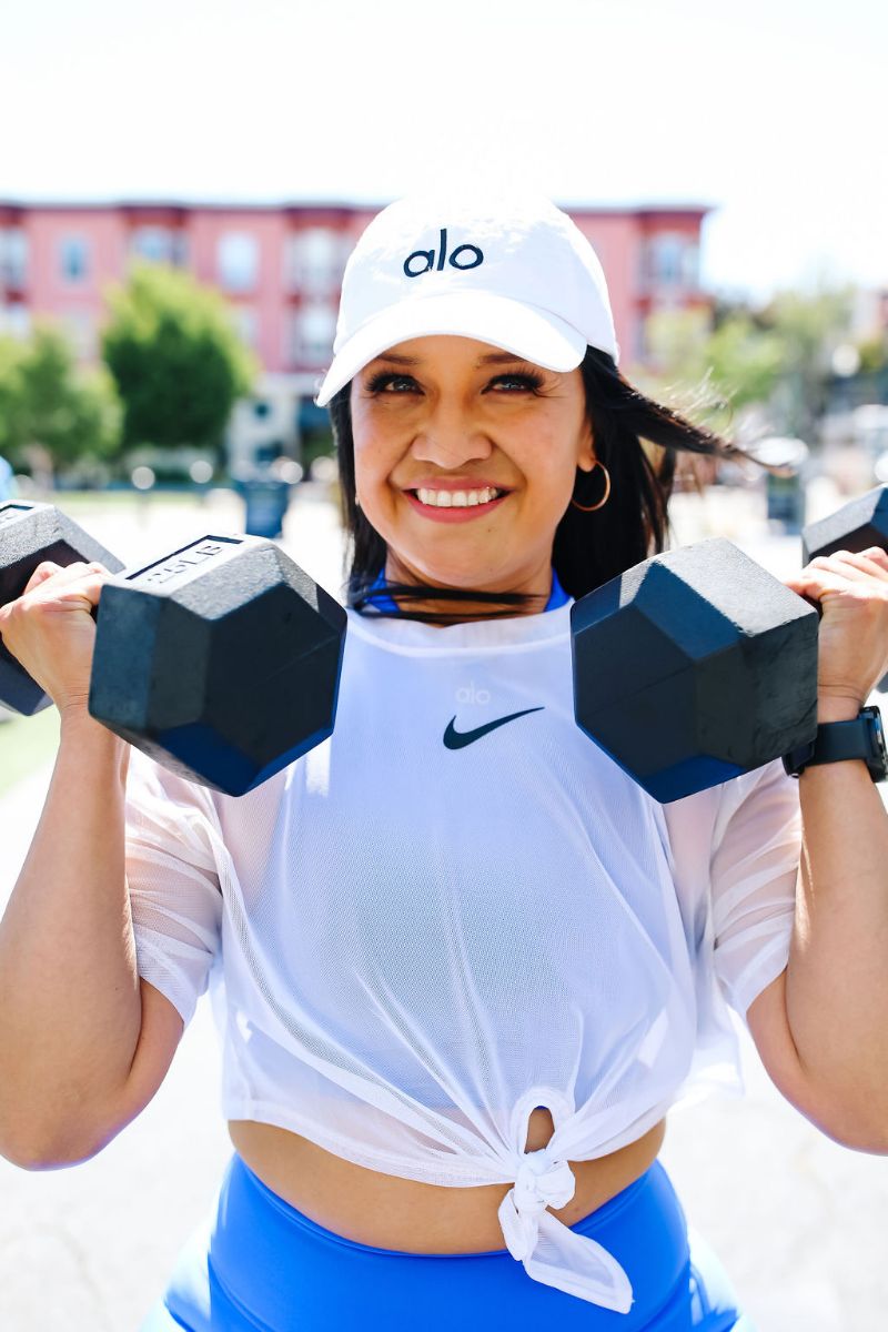 woman with dumbells